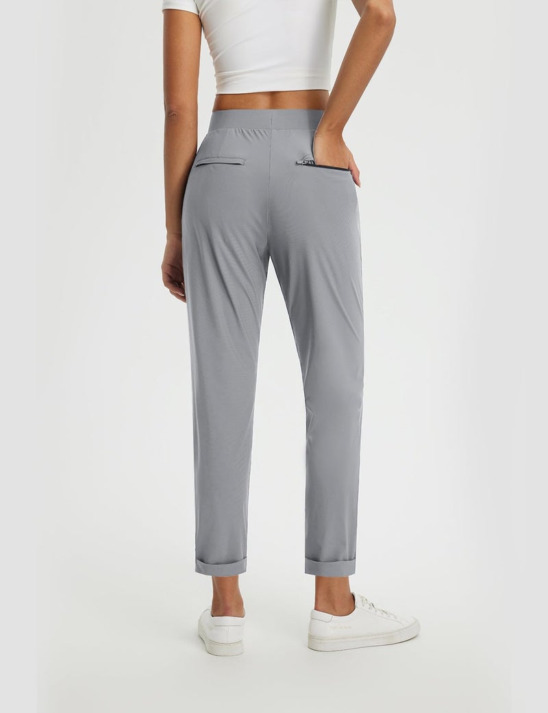 baleaf Womens Travel Pants Petite Stretchy Work Pants Business Casual Slacks Golf Pants Dressy with Pockets Frost Grey M - Image 2