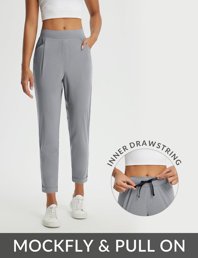 baleaf Womens Travel Pants Petite Stretchy Work Pants Business Casual Slacks Golf Pants Dressy with Pockets Frost Grey M - Image 5