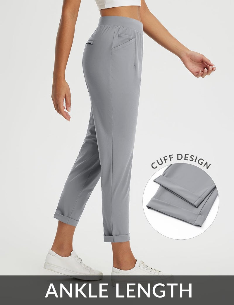 baleaf Womens Travel Pants Petite Stretchy Work Pants Business Casual Slacks Golf Pants Dressy with Pockets Frost Grey M - Image 4