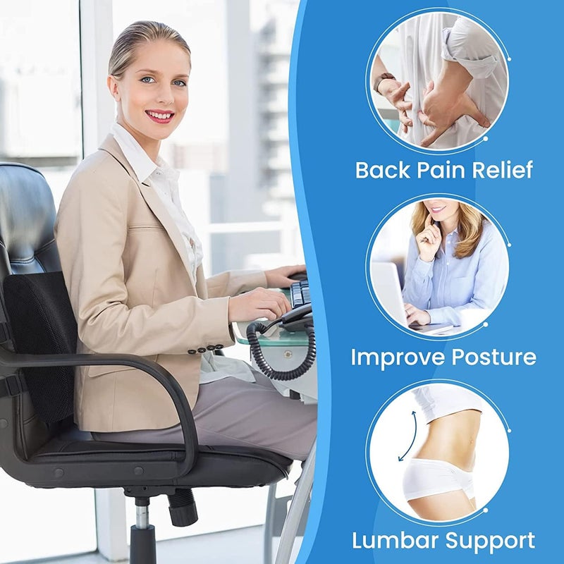 IDITRI EXPORT Memory Foam Chair Cushion for Back Pain Relief Orthopedic Lumbar Support Backrest Pillow for Office Chairs Cars Black Pack of 1 - Image 4