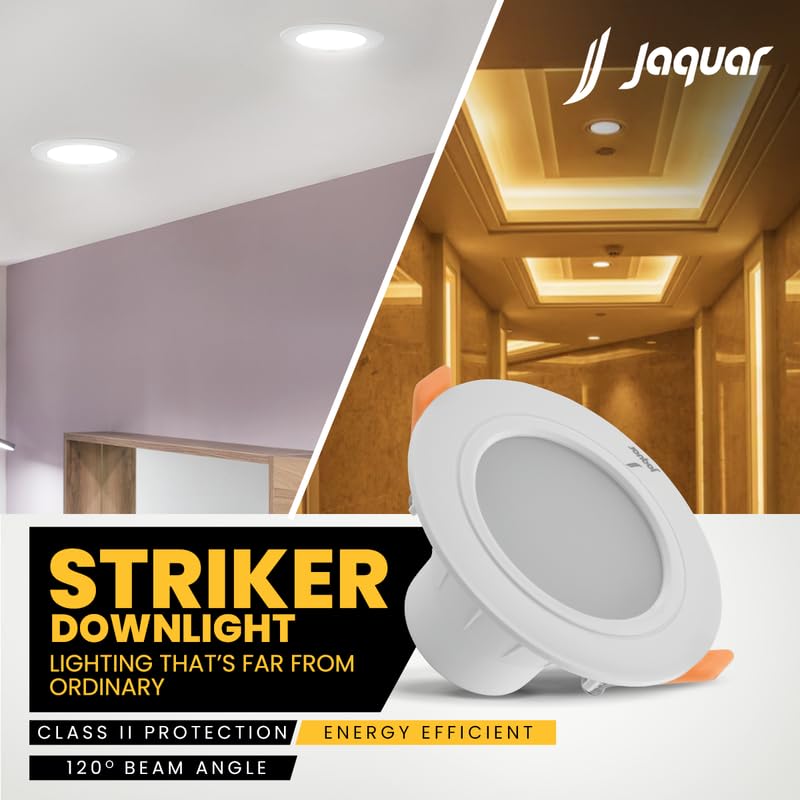 Jaquar 6W Striker Round Downlight | Junction Box LED Downlight | Mood Light for False Ceiling | 83 Cut Out | Cool White 108 x 62(DXH) MM(Pack 2) - Image 2