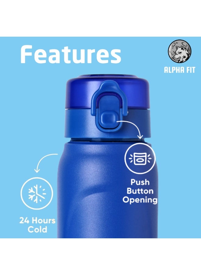 ألفا فت زجاجة ماء Alpha Fit 25 أونصة زرقاء مع 5 كبسولات عطرية – ستانلس ستيل عازلة مع شفاط، مانعة للتسرب ومتوافقة مع كبسولات Air Up - Image 4
