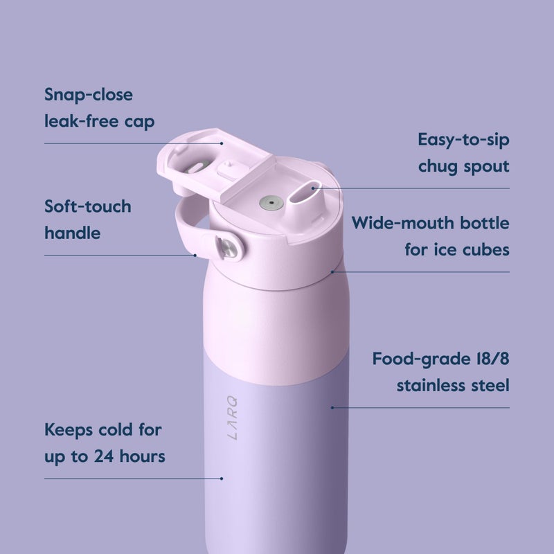 LARQ Bottle Swig Top 34oz - Insulated Reusable Stainless Steel Water Bottle With Built-In Silicone Handle | BPA Free | For Sports, Gym, and Travel, Luberon Lavender - Image 3