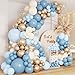 DBKL Dusty Baby Blue Balloon Arch Garland Kit Different Sizes 18 12 10 5 inch Pastel Baby Blue Slate Fog Ivory White Metallic Gold Balloons for Men Boy Baby Shower Birthday Wedding Party Supplies - Image 2