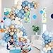 DBKL Dusty Baby Blue Balloon Arch Garland Kit Different Sizes 18 12 10 5 inch Pastel Baby Blue Slate Fog Ivory White Metallic Gold Balloons for Men Boy Baby Shower Birthday Wedding Party Supplies - Image 4