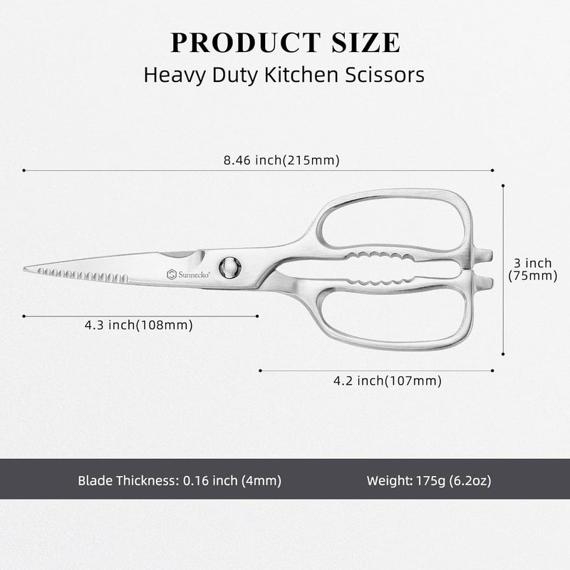 Sunnecko Kitchen Scissors for Food, Heavy Duty Scissors All Purpose Kitchen Shears That Come Apart, 8.5 Inch Fully Forged Stainless Steel - Image 4