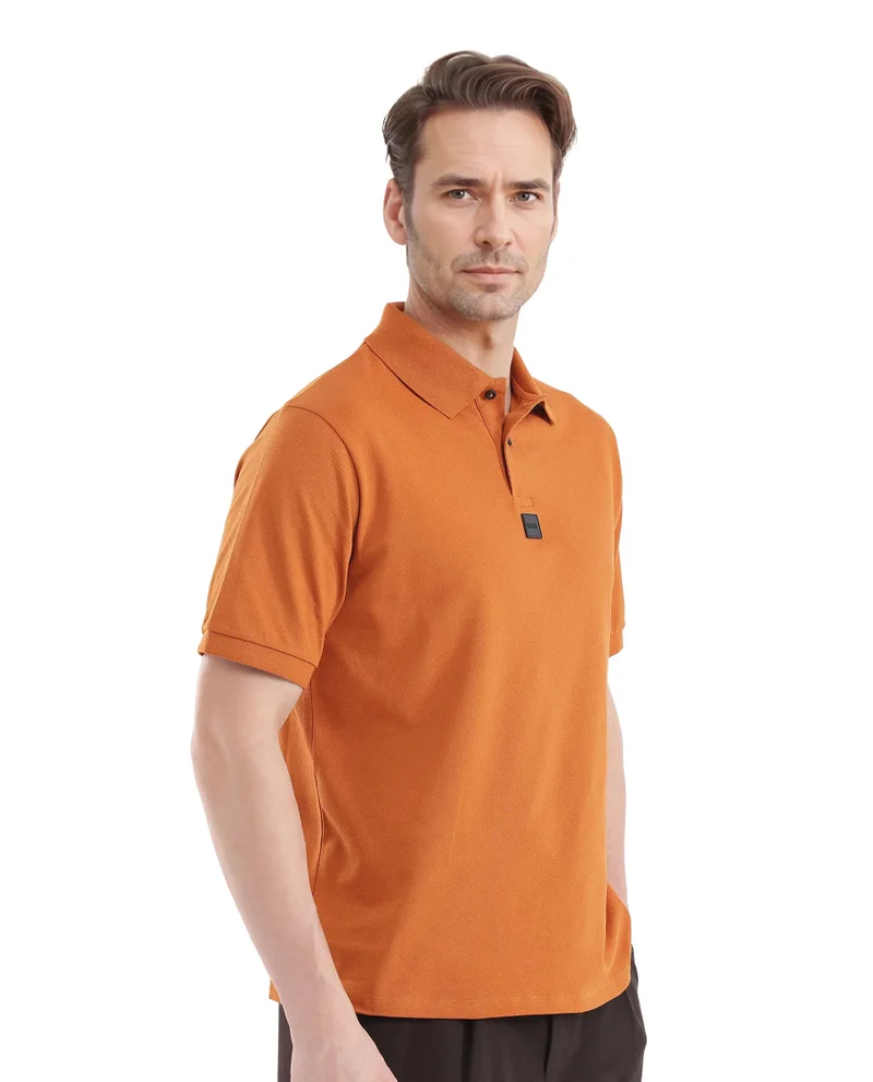 Rare Rabbit Men's Silicon Badge Branded Solid Polo