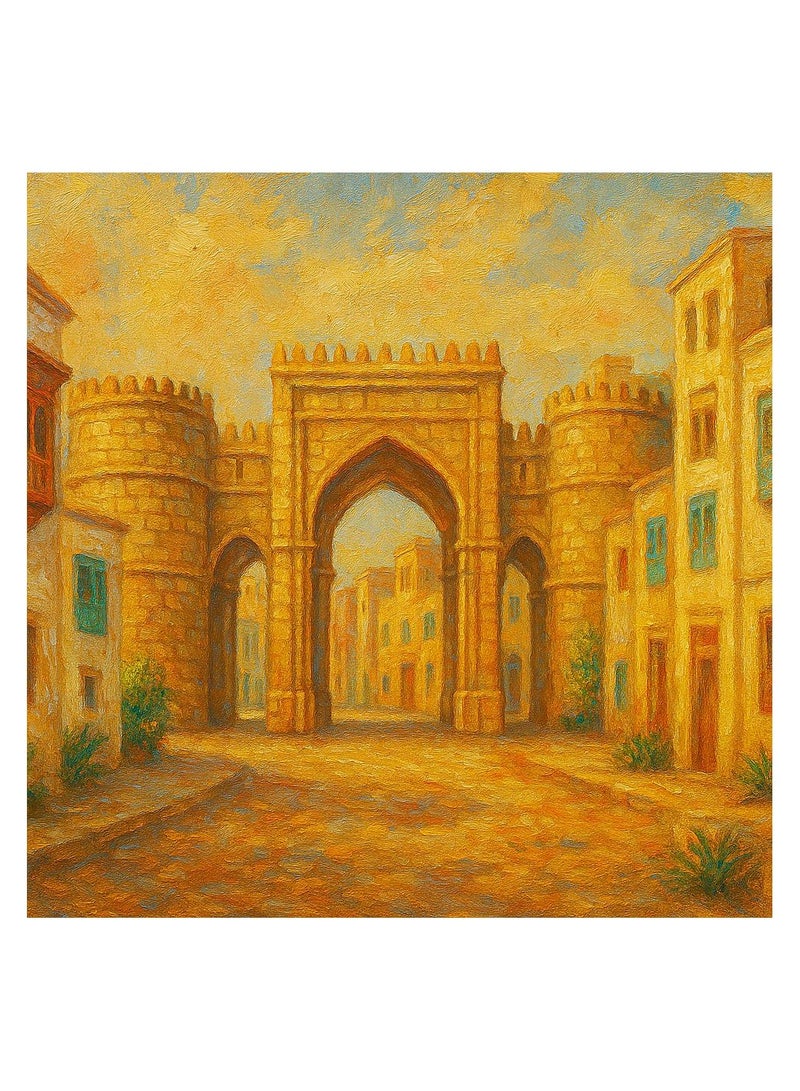 تذكار لوحة جدارية مطبوعة كانفاس لبوابة جدة القديمة من تذكار - Image 2