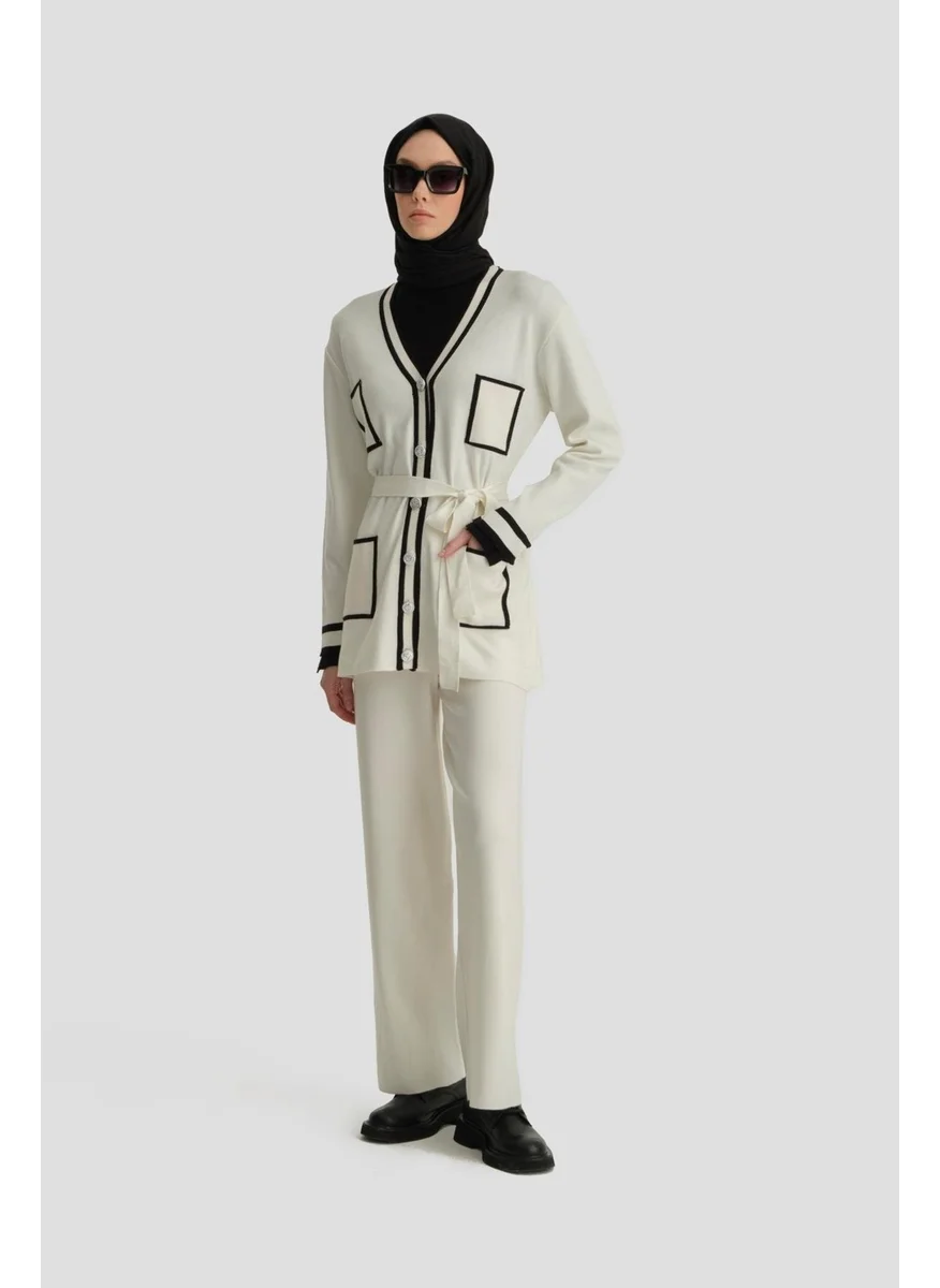 ARMINE White Striped Knitwear Suit 24KD4221 Ecru