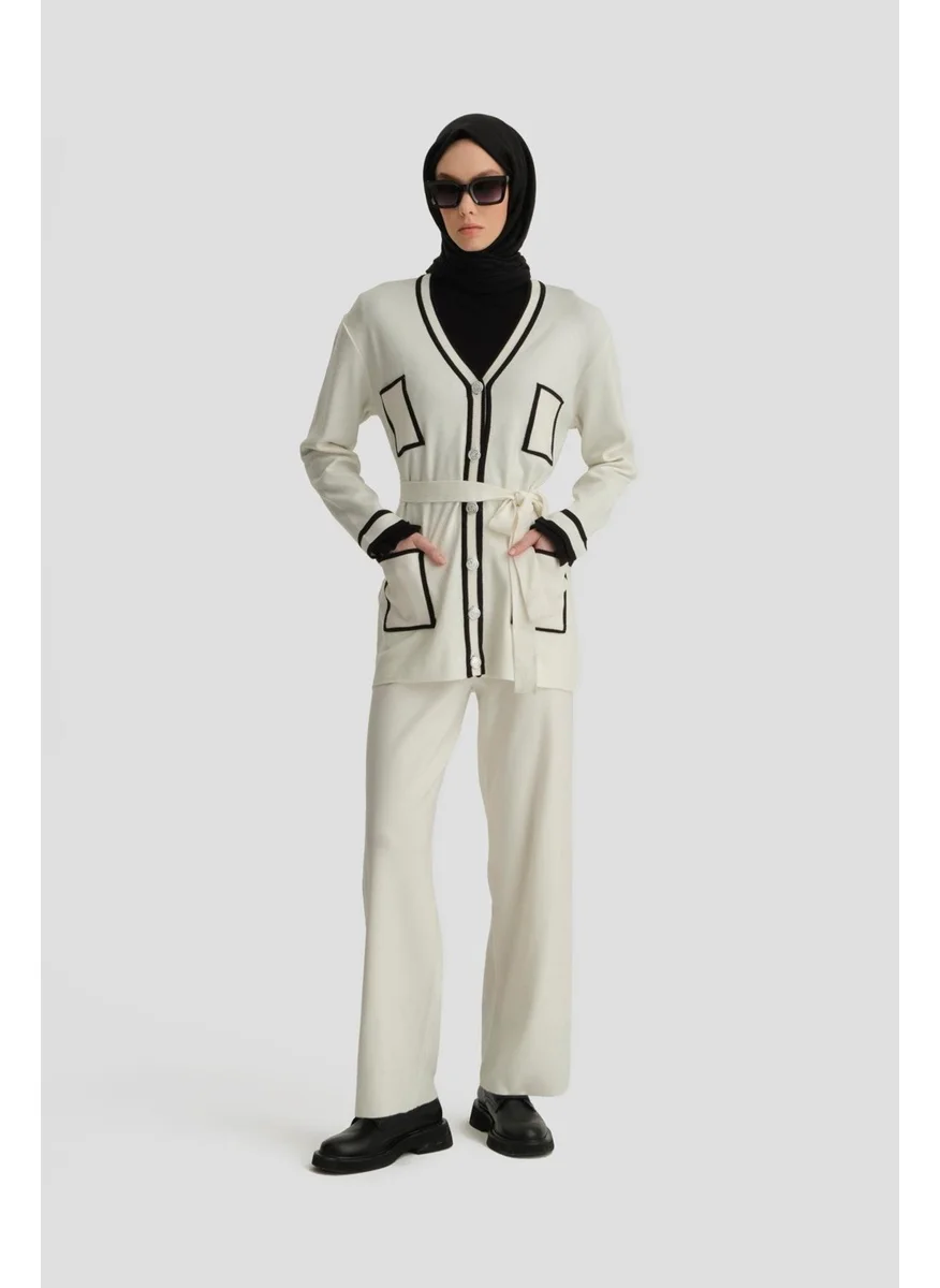 ARMINE White Striped Knitwear Suit 24KD4221 Ecru