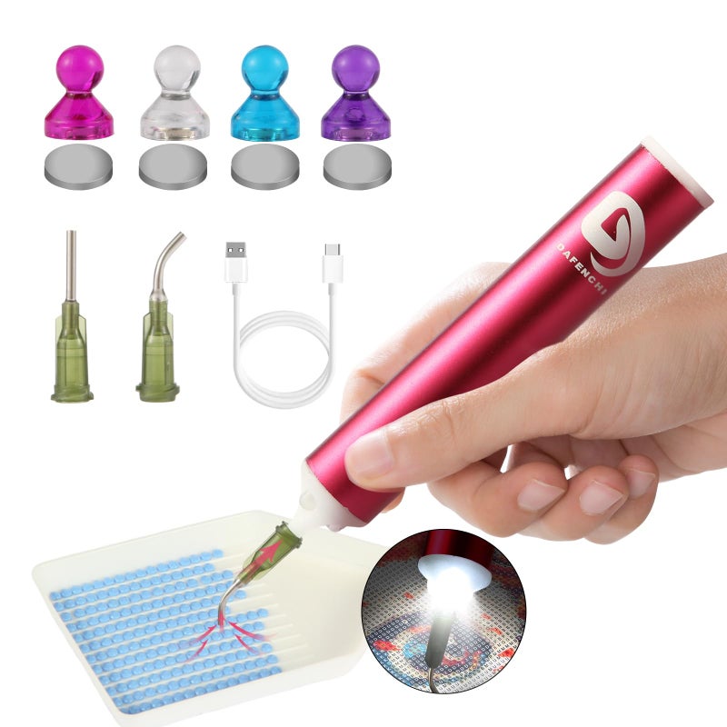 DAFENCHI Cordless Electric Diamond Painting Pen with Light, Electric Diamond Art Painting Pen Vacuum, Automatic Diamond Dot Pen Kit, 2 Replacement Tip, DIY Diamond Art Painting Tool - Image 1
