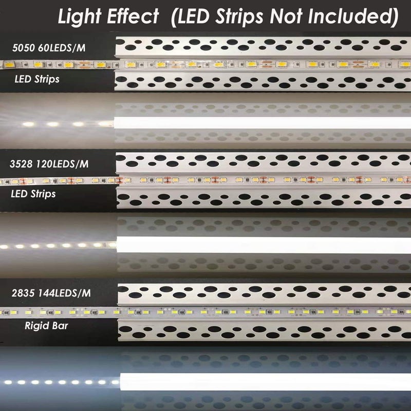 Besseto Plaster-in LED Aluminum Channel 6 Pack 6.6FT/2 Meter Plaster LED Light Strip Diffuser Channel, Trimless Recessed Drywall Aluminum LED Channel Profile for Wall and Ceiling with Milky Diffuser - Image 5