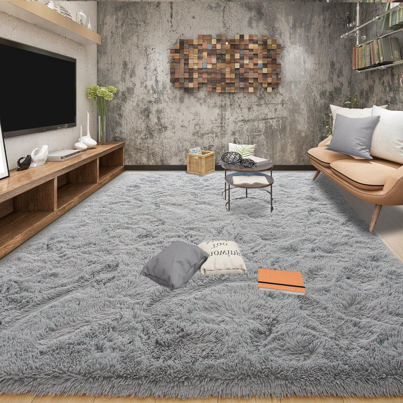 Tepook Super Soft Fluffy Rug for Bedroom, Modern Shaggy Fuzzy Kids Rugs for Living Room, Plush Indoor Nursery Home Decor Dorm Carpet with Non-Slip Bottom, Grey, 4 X 6 Feet - Image 3