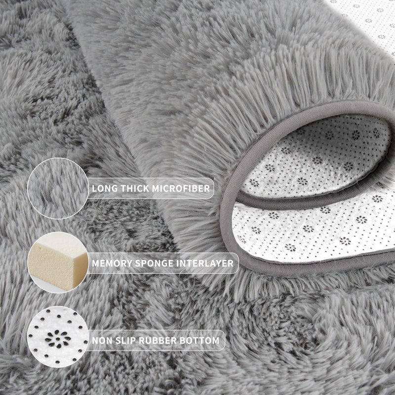 Tepook Super Soft Fluffy Rug for Bedroom, Modern Shaggy Fuzzy Kids Rugs for Living Room, Plush Indoor Nursery Home Decor Dorm Carpet with Non-Slip Bottom, Grey, 4 X 6 Feet - Image 5