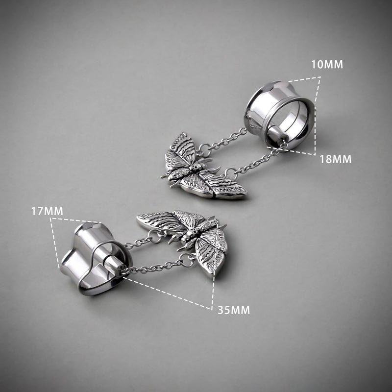 COOEAR Heart Gauges For Ears, Heart Tunnels Double Flared Plugs, Butterfly Dangle Plugs Earrings 0g. - Image 5