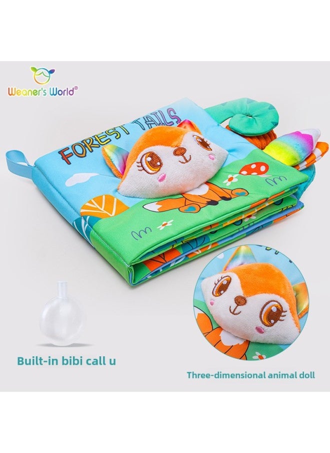 Weaners World Three-dimensional Tail Cloth Book Baby Early Education Touch Book Ring Paper Touch Cognitive Toy-Color:Wod Colorful Three-dimensional Tail Cloth Book-unicorn  - Image 4