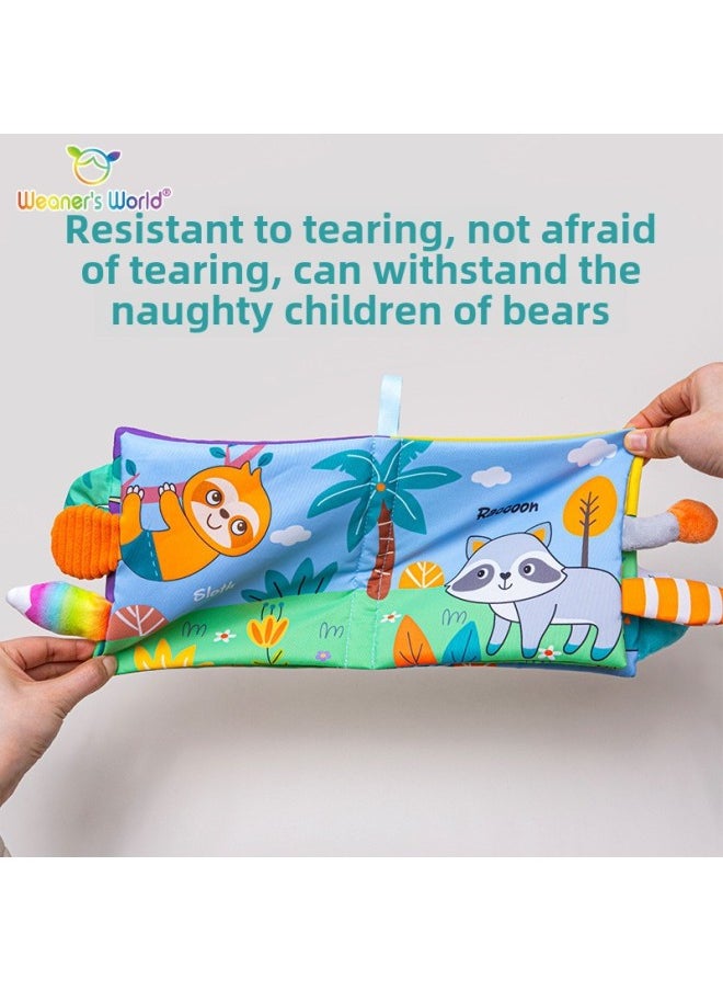 Weaners World Three-dimensional Tail Cloth Book Baby Early Education Touch Book Ring Paper Touch Cognitive Toy-Color:Wod Colorful Three-dimensional Tail Cloth Book-unicorn  - Image 5
