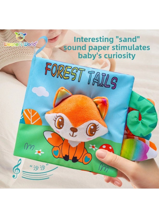 Weaners World Three-dimensional Tail Cloth Book Baby Early Education Touch Book Ring Paper Touch Cognitive Toy-Color:Wod Colorful Three-dimensional Tail Cloth Book-unicorn  - Image 3
