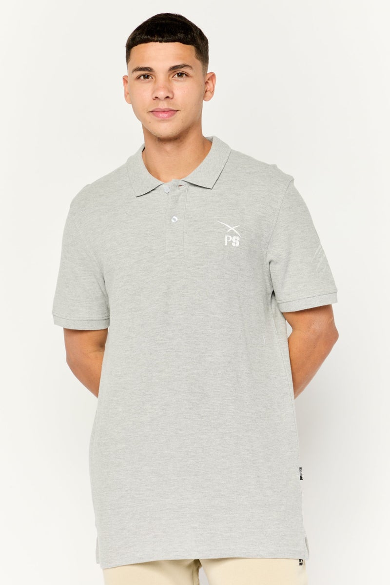 PHILIPP PLEIN Plein Sport Men Sportswear Fit Short Sleeve Outdoor Polo, Grey - Image 1