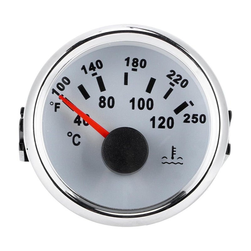 Asixxsix Water Temperature Gauge with 316L Stainless Steel Front Cover for Engines Generator Sets Ships Construction Machinery Agricultural Machinery Modified Vehicles 9-32V Voltage IP67 (White Dial - Image 1
