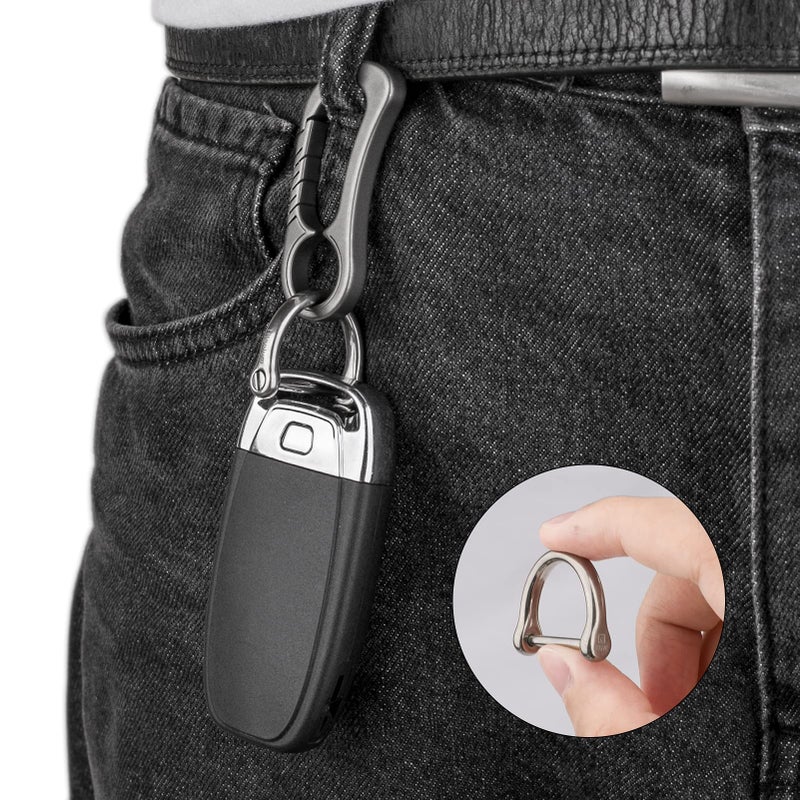 TISUR Titanium D-Rings with Screw Shackle, D Shape Key Chains Rings, Small Dogs&Cats Leash Ring for Collars Making, Car Keys Tools, DIY Leather Craft Purse/Wallet Buckle 1 pcs(XL, Polished) - Image 5
