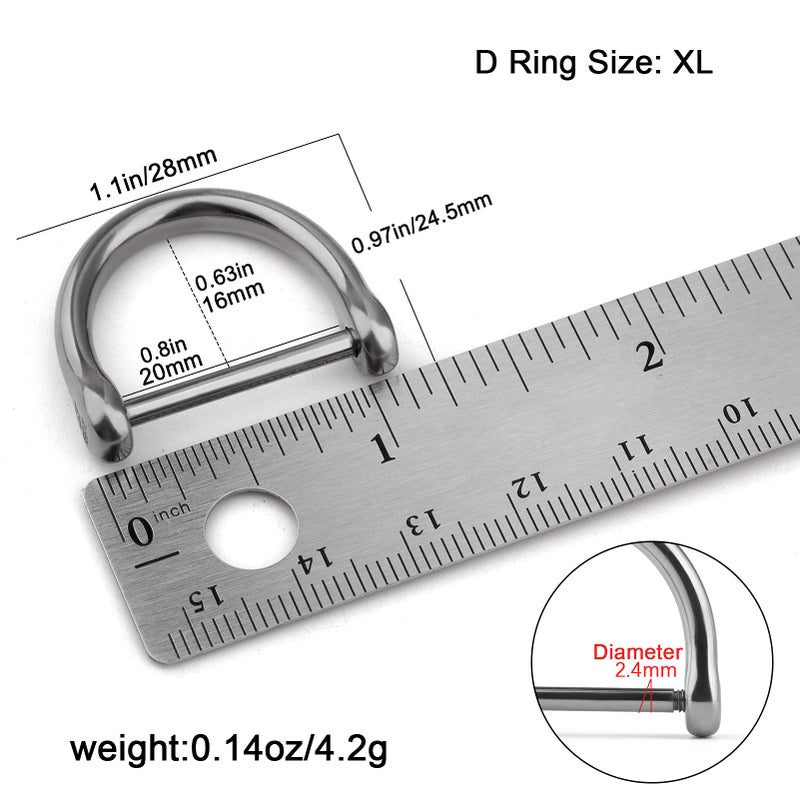 TISUR Titanium D-Rings with Screw Shackle, D Shape Key Chains Rings, Small Dogs&Cats Leash Ring for Collars Making, Car Keys Tools, DIY Leather Craft Purse/Wallet Buckle 1 pcs(XL, Polished) - Image 2