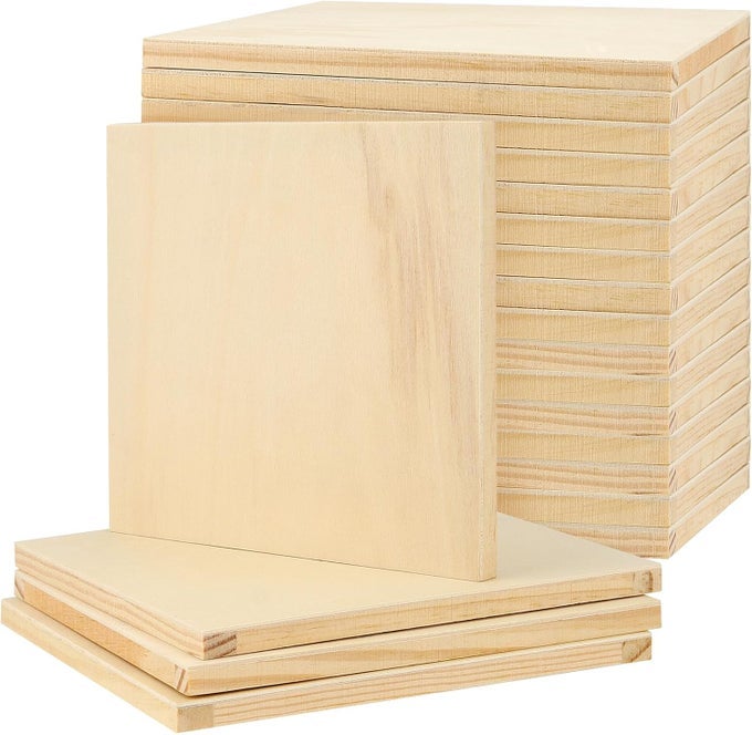 20 PACK 6 X 6 INCH SQUARE WOODEN CANVAS BOARDS UNFINISHED WOOD PANELS BLANK CRADLED PANEL FOR PAINTING CRAFTS
