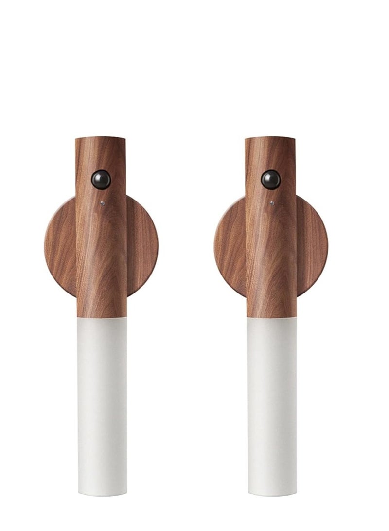 Motion Sensor Night Lights Magnet Body Sensor Hallway, Rechargeable Led Light Portable Stairway, Wooden Wall Sconce Battery Powered Cabinet Lights - Image 1