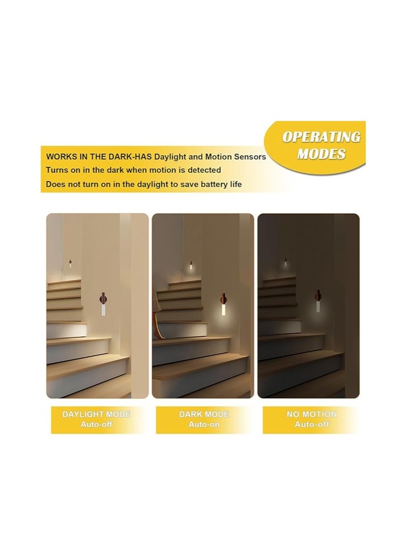 Motion Sensor Night Lights Magnet Body Sensor Hallway, Rechargeable Led Light Portable Stairway, Wooden Wall Sconce Battery Powered Cabinet Lights - Image 2