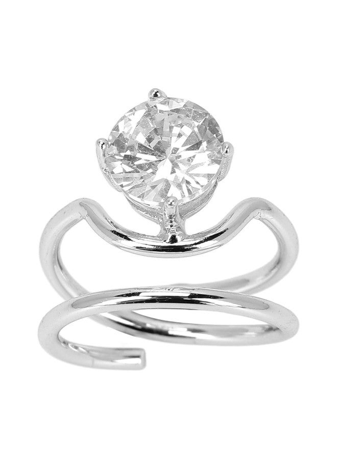 klarako Women Finger Nail Ring, Electroplated Copper Nail Ring Exquisite Stylish Nail Art Ring, Nail Decoration Finger Tip Ring Nail Protecting Fingernail Gift(3053 Platinum) - Image 1
