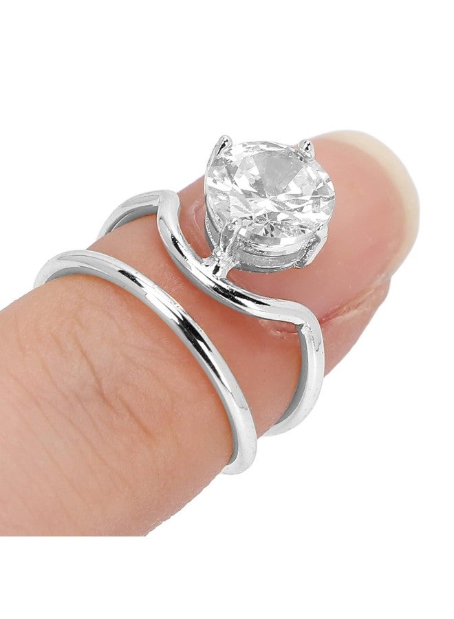 klarako Women Finger Nail Ring, Electroplated Copper Nail Ring Exquisite Stylish Nail Art Ring, Nail Decoration Finger Tip Ring Nail Protecting Fingernail Gift(3053 Platinum) - Image 5