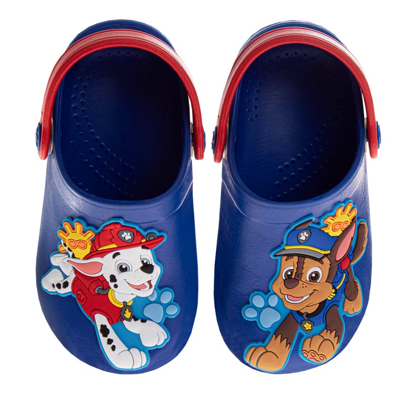 Josmo Kids Paw Patrol Clog Sandal Waterproof Slip-On Slides for Boys - Chase and Marshall Closed Toe Clogs with Backstrap - Blue Red (Size 5-6 Toddler) - Image 1