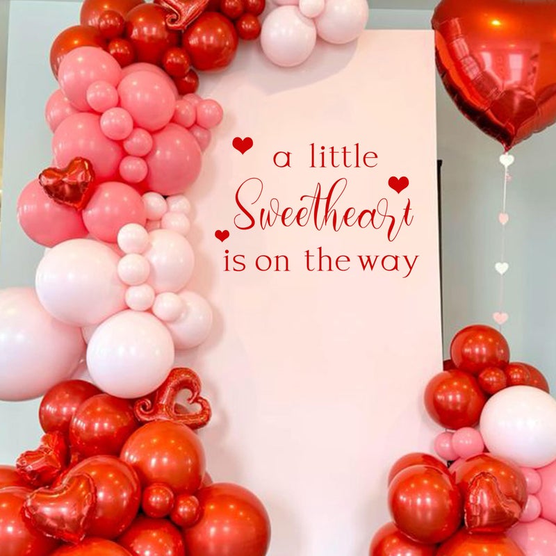 Capiont A Little Sweetheart is On The Way Decal - Gender Reveal Party Decal Sign Valentine Baby Shower Wall Stickers,Decor for Balloon Arch Backdrop Photo Props - Image 5