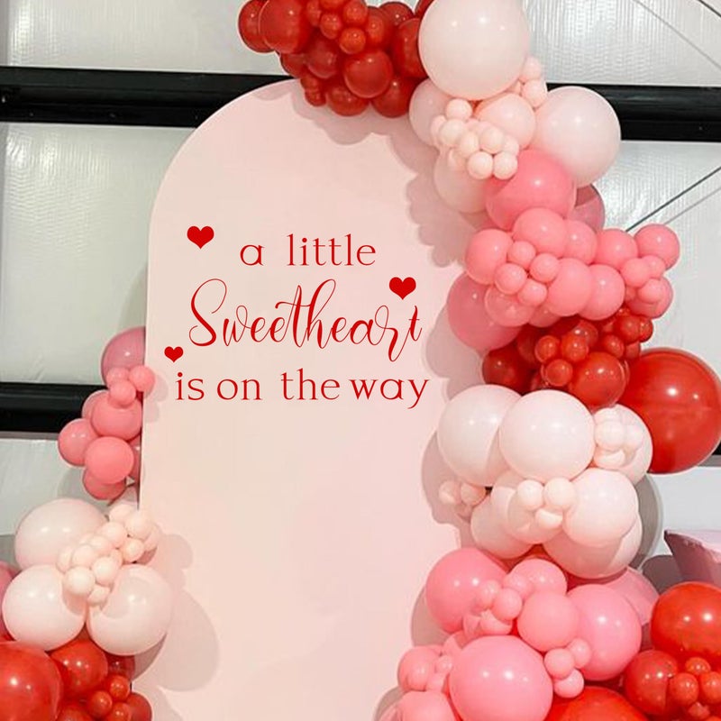 Capiont A Little Sweetheart is On The Way Decal - Gender Reveal Party Decal Sign Valentine Baby Shower Wall Stickers,Decor for Balloon Arch Backdrop Photo Props - Image 1