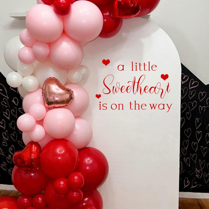 Capiont A Little Sweetheart is On The Way Decal - Gender Reveal Party Decal Sign Valentine Baby Shower Wall Stickers,Decor for Balloon Arch Backdrop Photo Props - Image 4