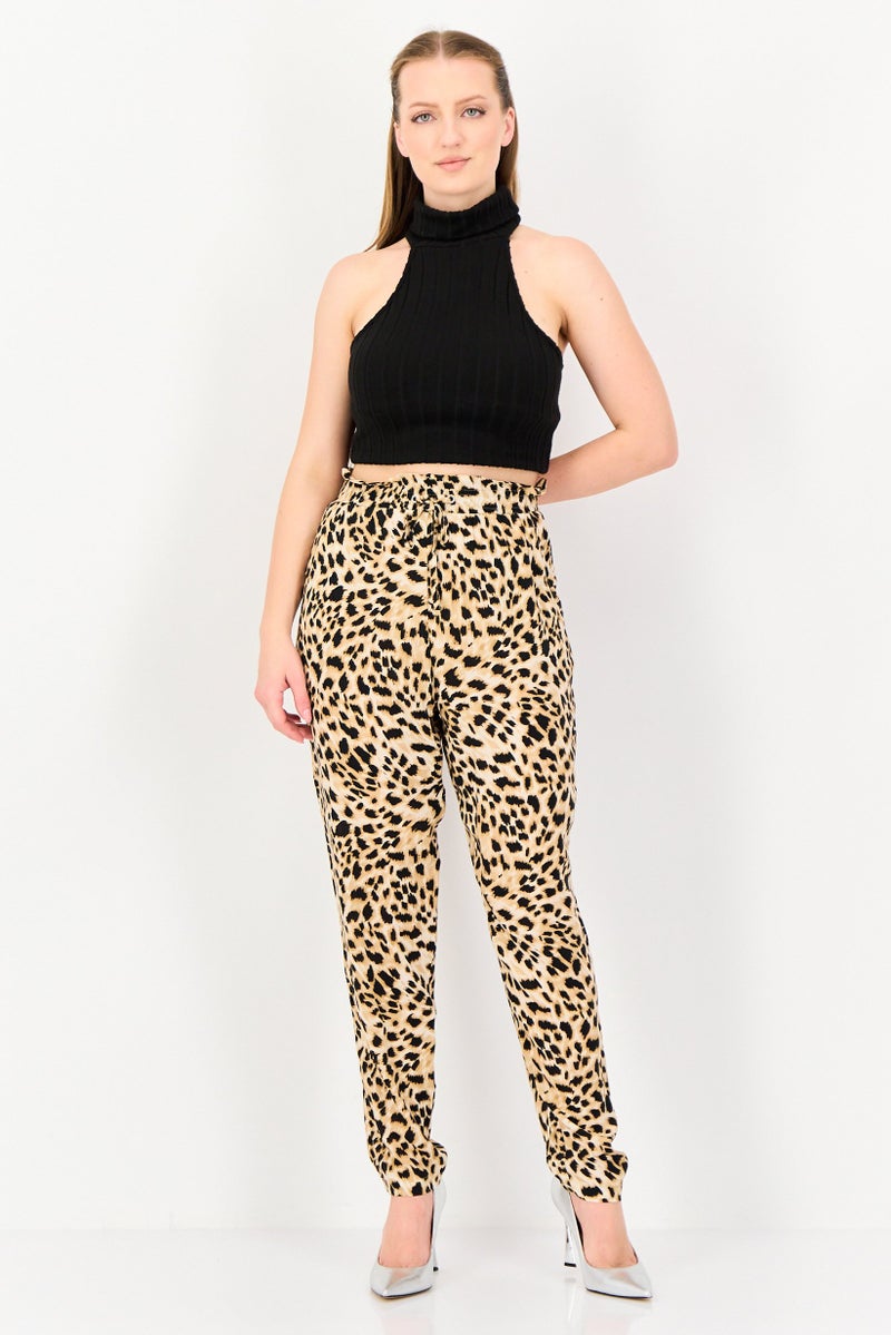 DOROTHY PERKINS Women Regular Fit Animal Print Straight Pants, Multicolor - Image 4