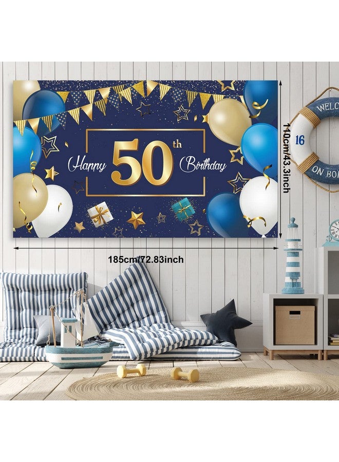 تيجيمي الأزرق الداكن 50th زينة حفلة عيد ميلاد سعيد الأزرق والذهبي 50 عيد ميلاد التصوير خلفية راية النثار بالونات قوس عدة للرجال النساء 50th عيد ميلاد حزب زينة لوازم - Image 4