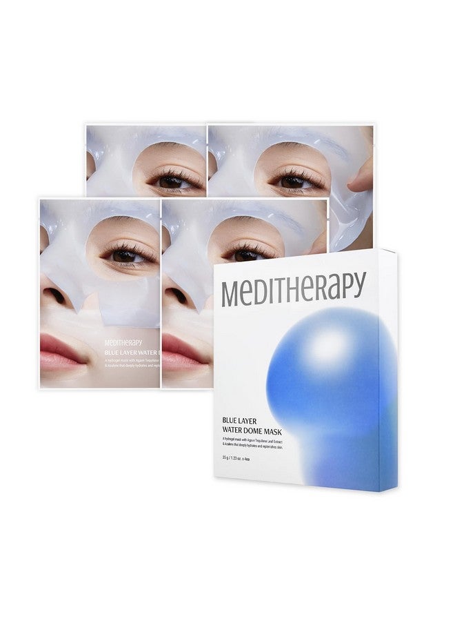 MEDITHERAPY Bluelayer Water Dome Mask - Korean Overnight Collagen Face Mask for Glass Skin, Moisturizing and Firming with Hyaluronic Acid & Blue Agave - Pore Minimizing with Hydrogel Masks for Radiant Glow - 4EA - Image 1