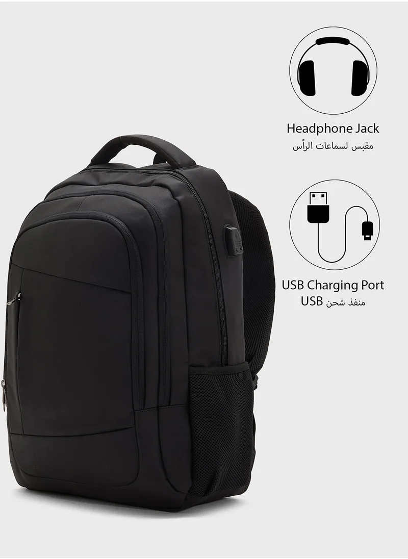 Robert Wood Premium Padded Back Support Backpack With Usb Port
