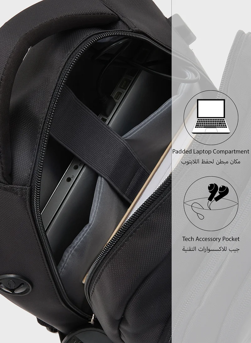 روبرت وود حقيبة ظهر مبطنة مع دعم للظهر ومنفذ USB