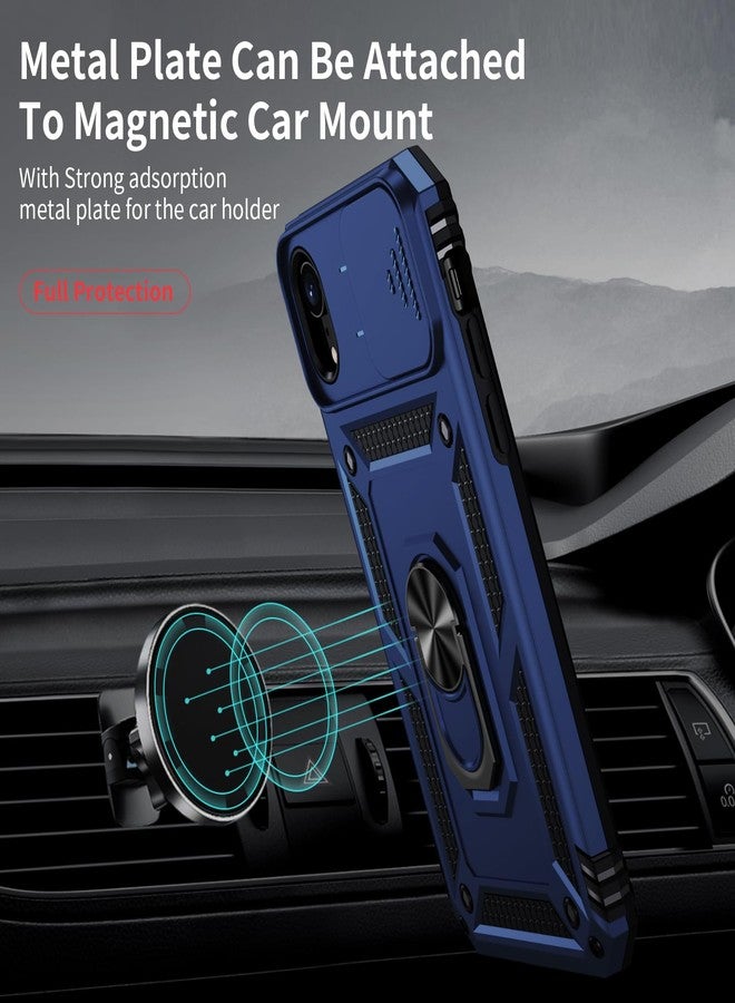 Weycolor for iPhone XR Case with Camera Lens Cover, HD Screen Protector, 10 FT Military Grade Drop Protection, Magnetic Ring Holder Kickstand Protective Phone Case, Navy Blue - Image 2