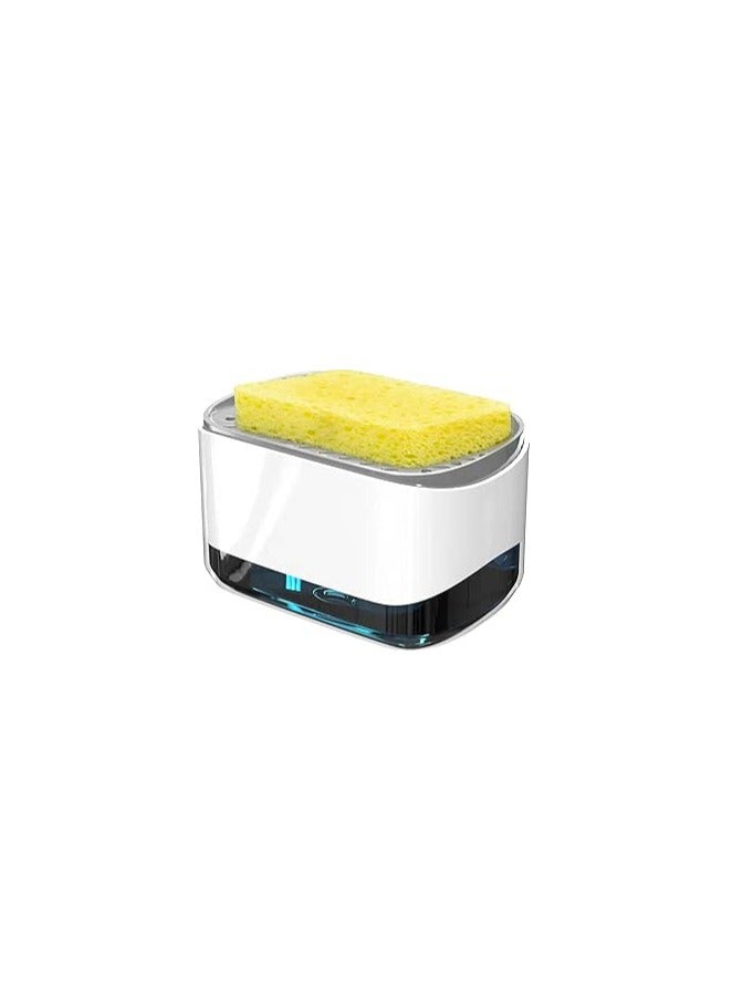 Dish Soap Dispenser with Sponge Holder | 12 OZ Durable ABS Pump Dispenser for Kitchen Sink | Easy One-Hand Use | Separate Sewage & Sponge | Compact Space-Saving Design for Dishes Washing  - Image 1