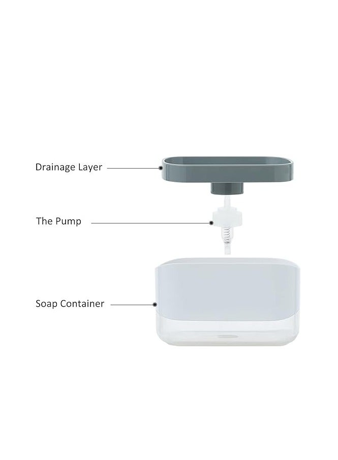 Dish Soap Dispenser with Sponge Holder | 12 OZ Durable ABS Pump Dispenser for Kitchen Sink | Easy One-Hand Use | Separate Sewage & Sponge | Compact Space-Saving Design for Dishes Washing  - Image 3