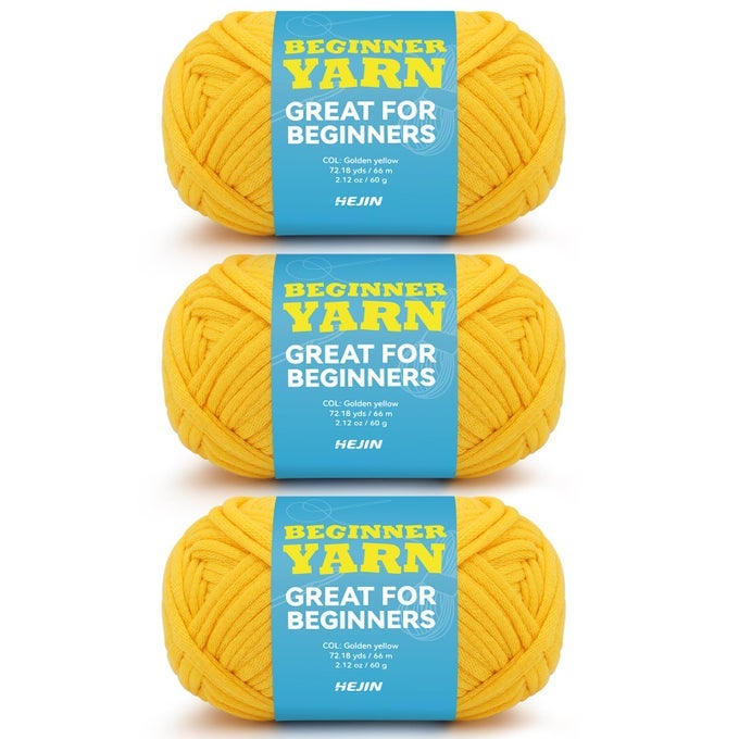 3X60G YELLOW YARN FOR CROCHETING AND KNITTING3X66M 72YDS COTTON YARN FOR BEGINNERS WITH EASYTOSEE STITCHESWORSTEDWEIGHT MEDIUM 4COTTONNYLON BLEND YARN FOR BEGINNERS CROCHET KIT MAKING