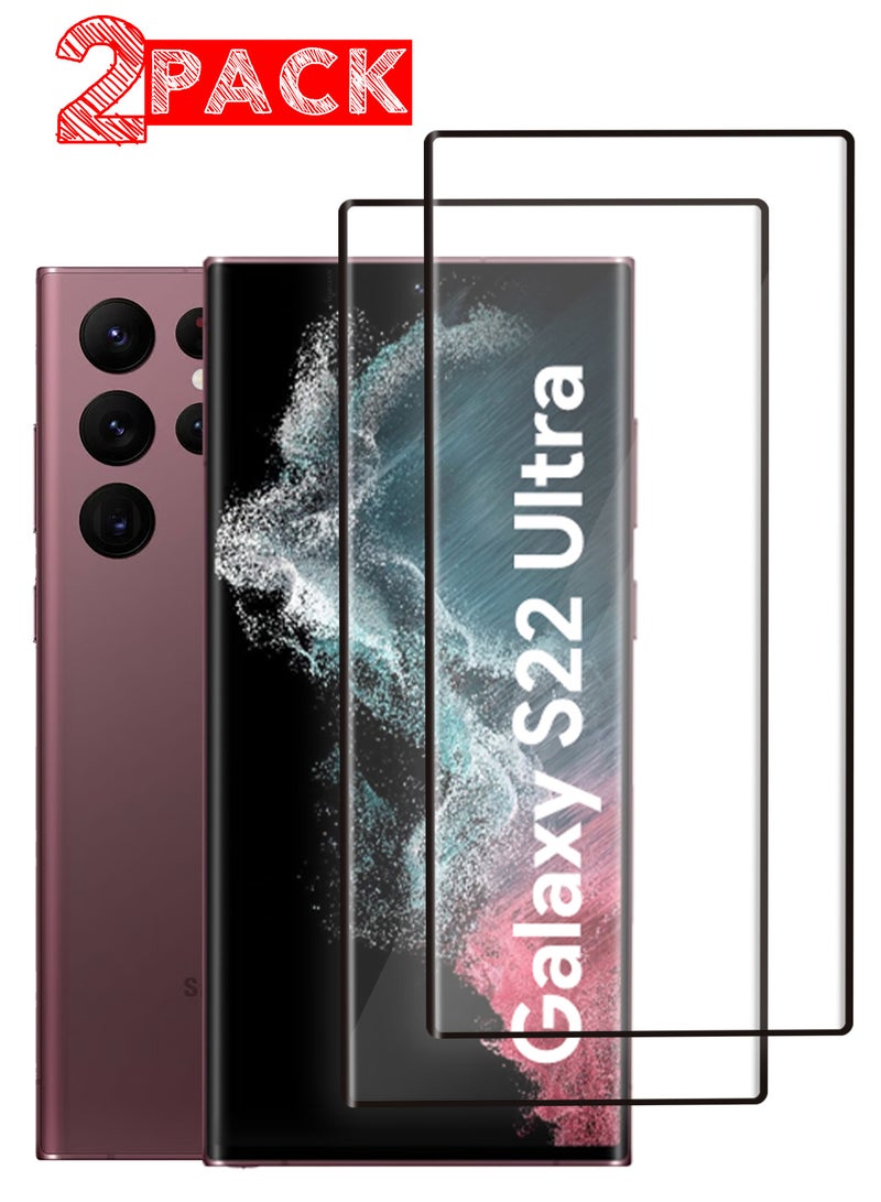 CATANES (for Samsung Galaxy S22 Ultra) 2Packs Tempered 3D Glass Screen Protector Scratch Resistant and Bubble-Free Installation - Side Black - Image 1