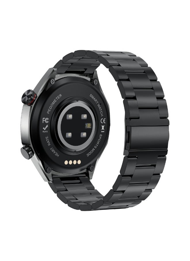 Xcell Xcell Elite7 Smartwatch, 1.52" HD Display, Bluetooth Calling, Wireless Charging, Heart-Rate/BP/SpO₂, Multi Language, IP67, 7 Days Battery, iOS/Android Compatible- Gun Frame with Black Metal Strap  - Image 4