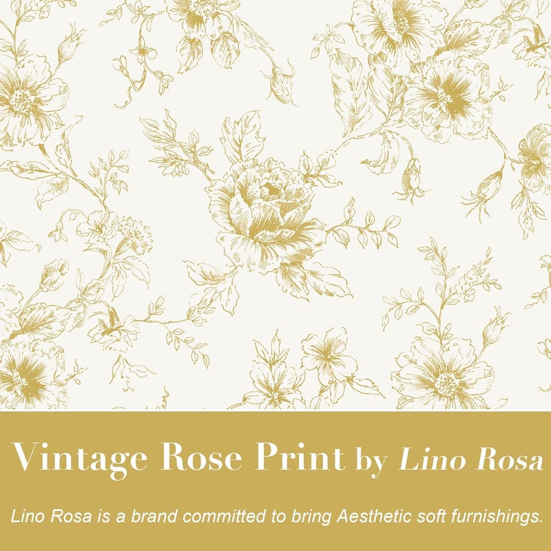 Lino Rosa ستائر شفافة بوهيمية بزهور من الكتان مجموعة لوحين لغرفة النوم، ستائر بنمط شفاف مع جيب قضيب خلفي لغرفة المعيشة طول 96 بوصة، ذهبي أصفر - Image 2