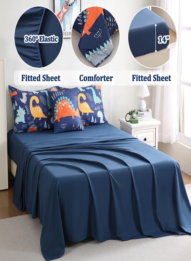 Tasselily 6 Pcs Bed in A Bag Full Comforter Set for Boys Girls, Dinosaur Comforter, Dinosaur Bedding Sets with Sheets for Kids - Image 4