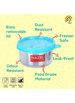 Hazel HAZEL Air Tight Containers For Storage | Stainless Steel Storage Containers For Kitchen Airtight | Container For Kitchen Storage Set Of 6, 150 Ml Each, Silver  - Image 3