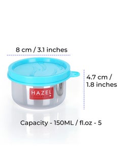 Hazel HAZEL Air Tight Containers For Storage | Stainless Steel Storage Containers For Kitchen Airtight | Container For Kitchen Storage Set Of 6, 150 Ml Each, Silver  - Image 4